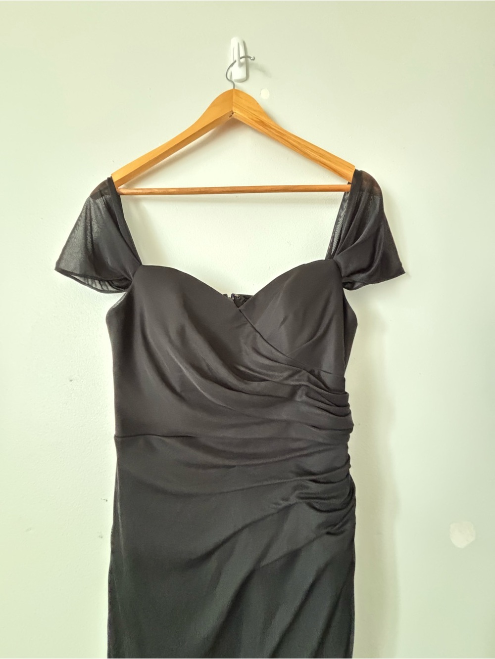 Azazie Black Off-Shoulder Ruched Evening Gown - Picture 2 of 8